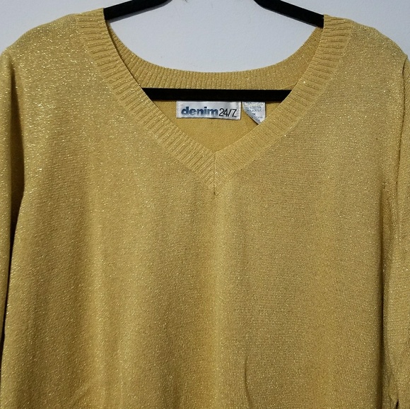 Beautiful Denim 24/7 gold sweater, 1X fits 2X - Picture 4 of 7